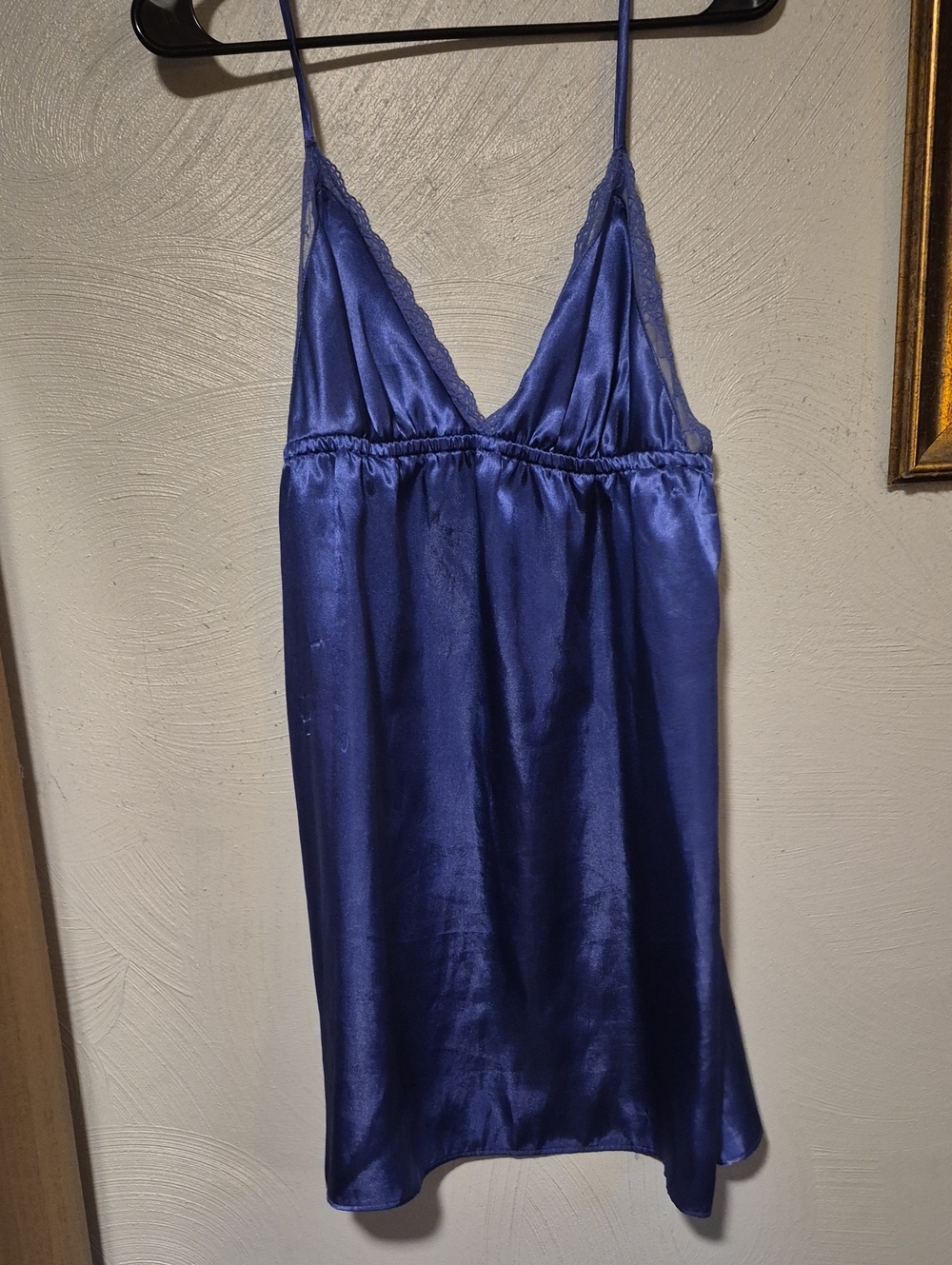 Lilac & London Satin Periwinkle Blue Purple Satin Chemise Slip And Robe Set